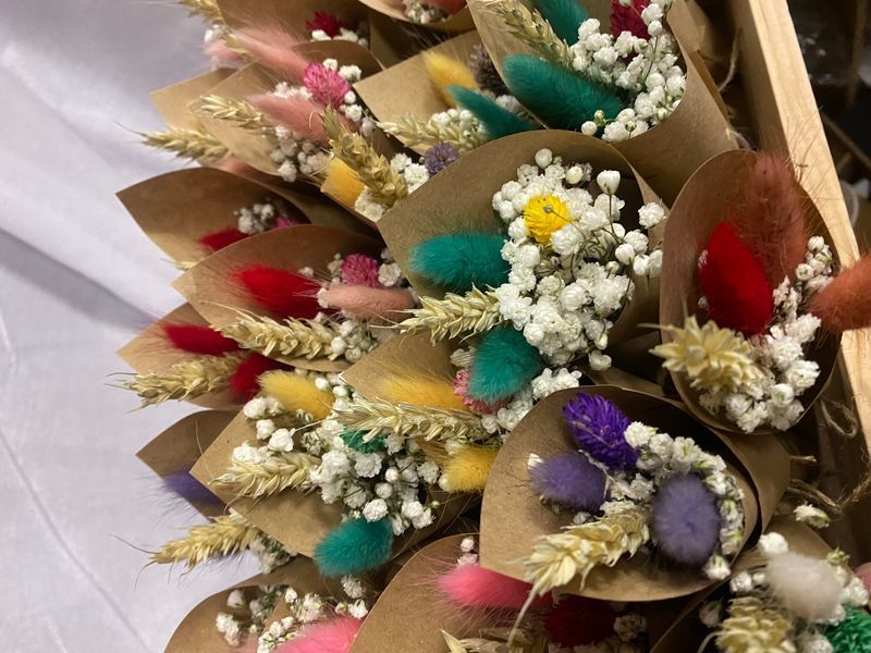 Mini bouquet of dried flowers with gypsophila №2