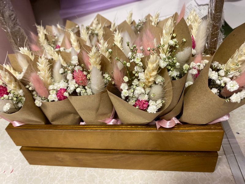 Mini bouquet of dried flowers with gypsophila №2