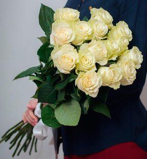 Bouquet of 15 roses 90 cm, white №458