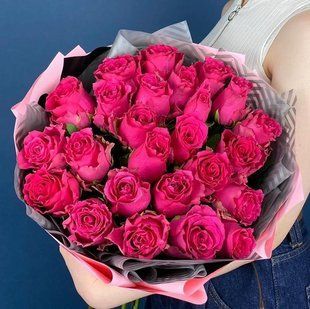 Bouquet of 25 pink roses №494