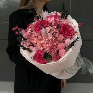 Bouquet of dried flowers with stabilized roses №67
