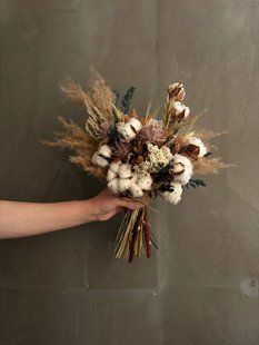 Bouquet of cotton and stabilized eucalyptus №23
