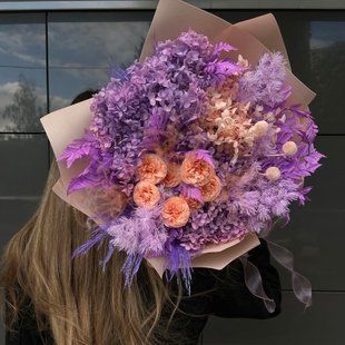 Bouquet of dried flowers with stabilized roses №69