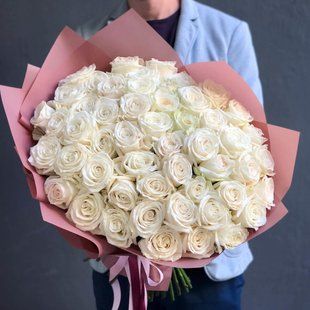 55 white roses 60 cm. №567