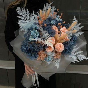 Bouquet of dried flowers with stabilized roses №72