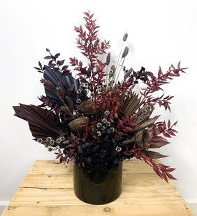 Interior composition of dried flowers in brown and burgundy tones №13