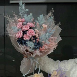 Bouquet of dried flowers with stabilized roses №73