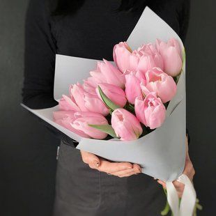 Bouquet of pink tulips, 15 pcs. №375