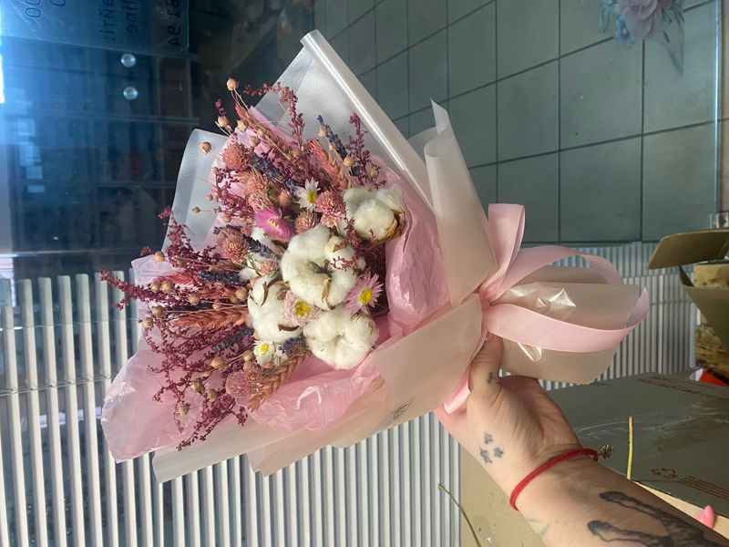 Bouquet of cotton and dried flowers №26