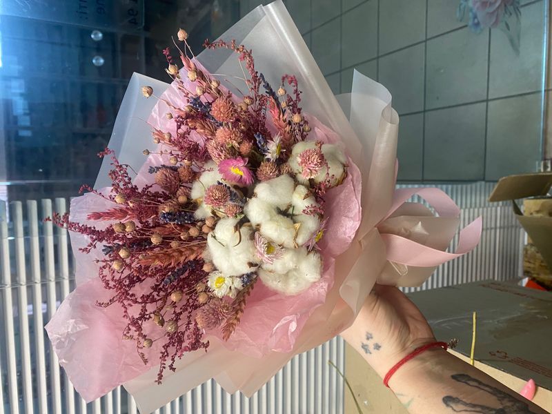 Bouquet of cotton and dried flowers №26