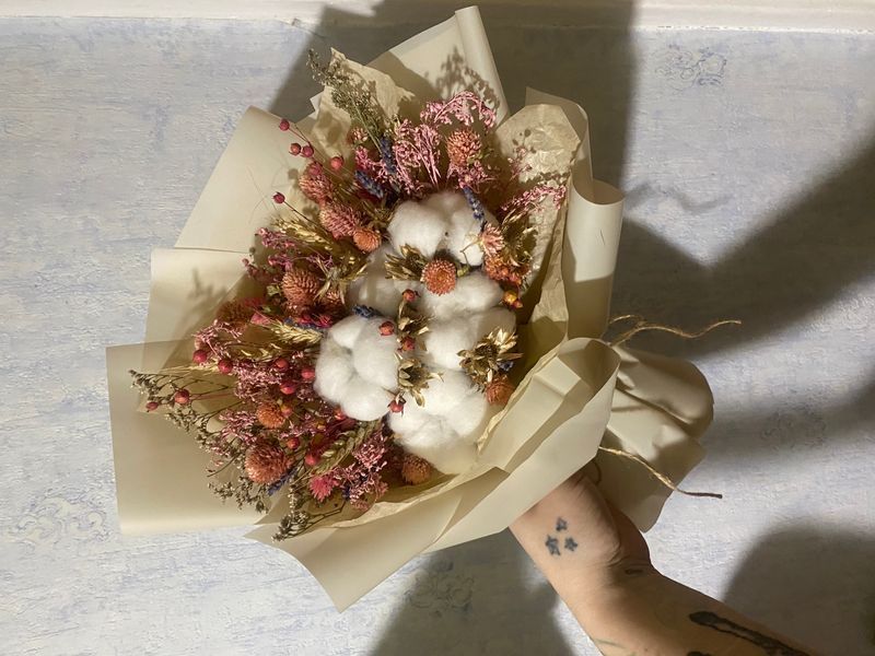 Bouquet of cotton and dried flowers №26