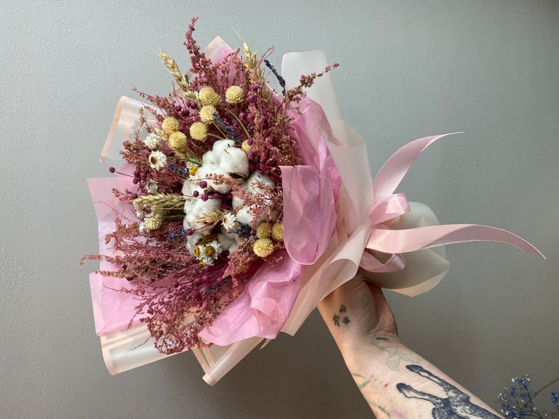 Bouquet of cotton and dried flowers №26