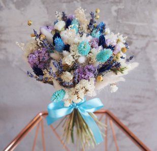 Lilac-blue bouquet of natural dried flowers with lavender №20