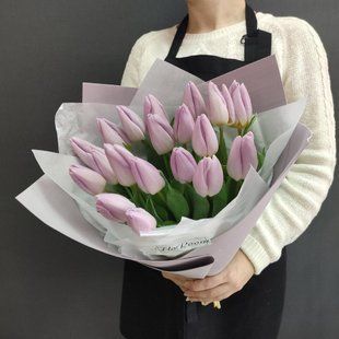 Bouquet of lavender tulips, 19 pcs. №384