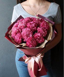 Bouquet of 15 raspberry carnations №628