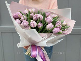 Bouquet of lavender peony tulips, 25 pcs. №386