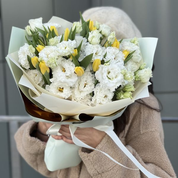 Bouquet of tulips with eustoma #14