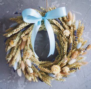 Interior wreath made of natural wheat №5