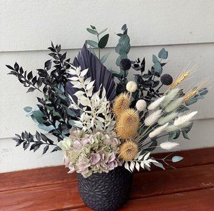 Interior composition of dried flowers in azure shades №32