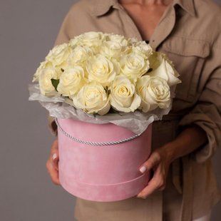 White roses in a box №34