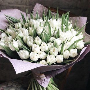 Bouquet of white peony tulips, 75 pcs. №390
