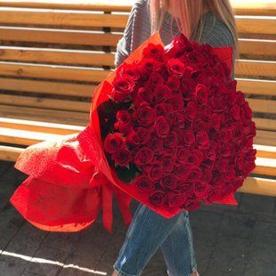 Classic bouquet of 101 red roses Premium №585