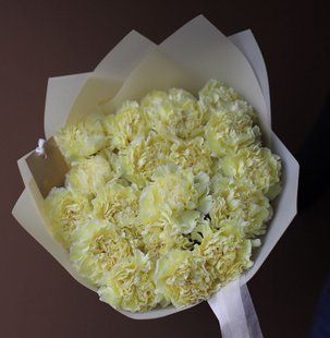Bouquet of 17 yellow carnations №634