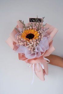 Bouquet of stabilized sunflowers and gypsophila №11