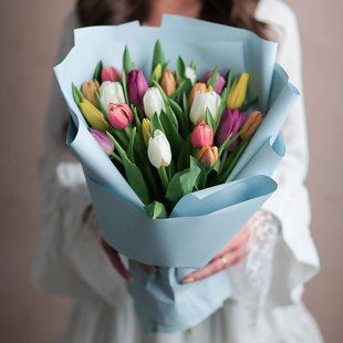 Tulips mix colors, 21 pcs. №352